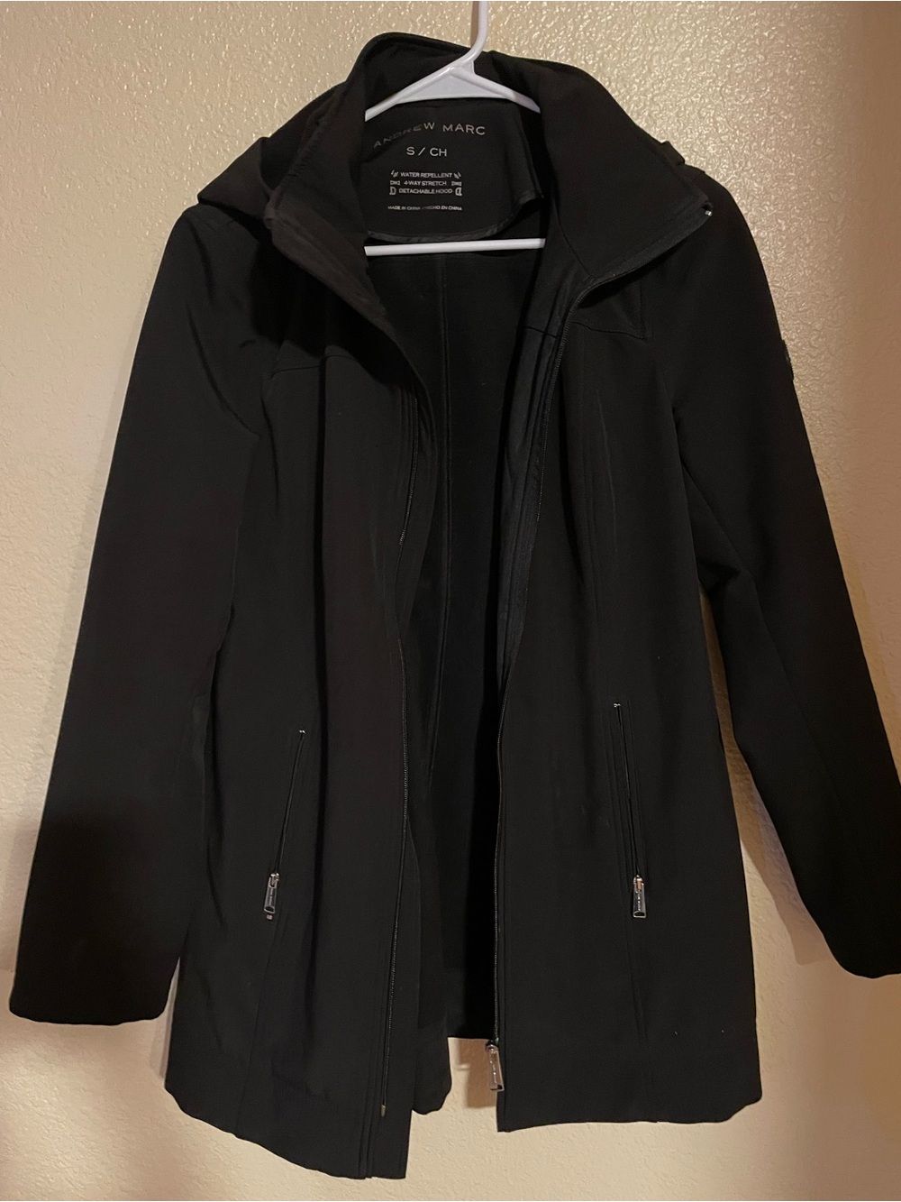 Andrew Marc Black Women's Zip-Front Pea Coat